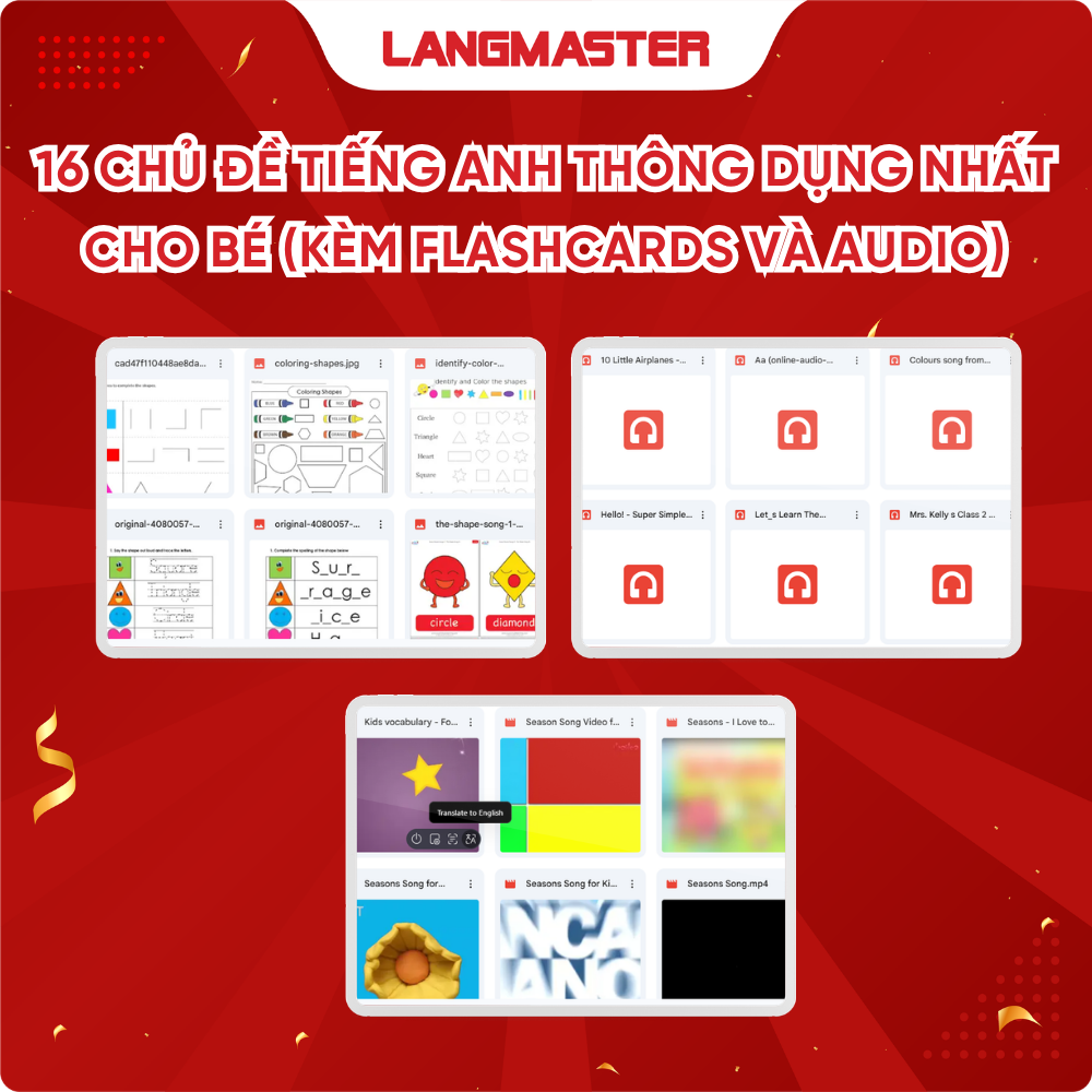16 chủ đề tiếng Anh thông dụng nhất cho bé (Kèm Flashcards và Audio)